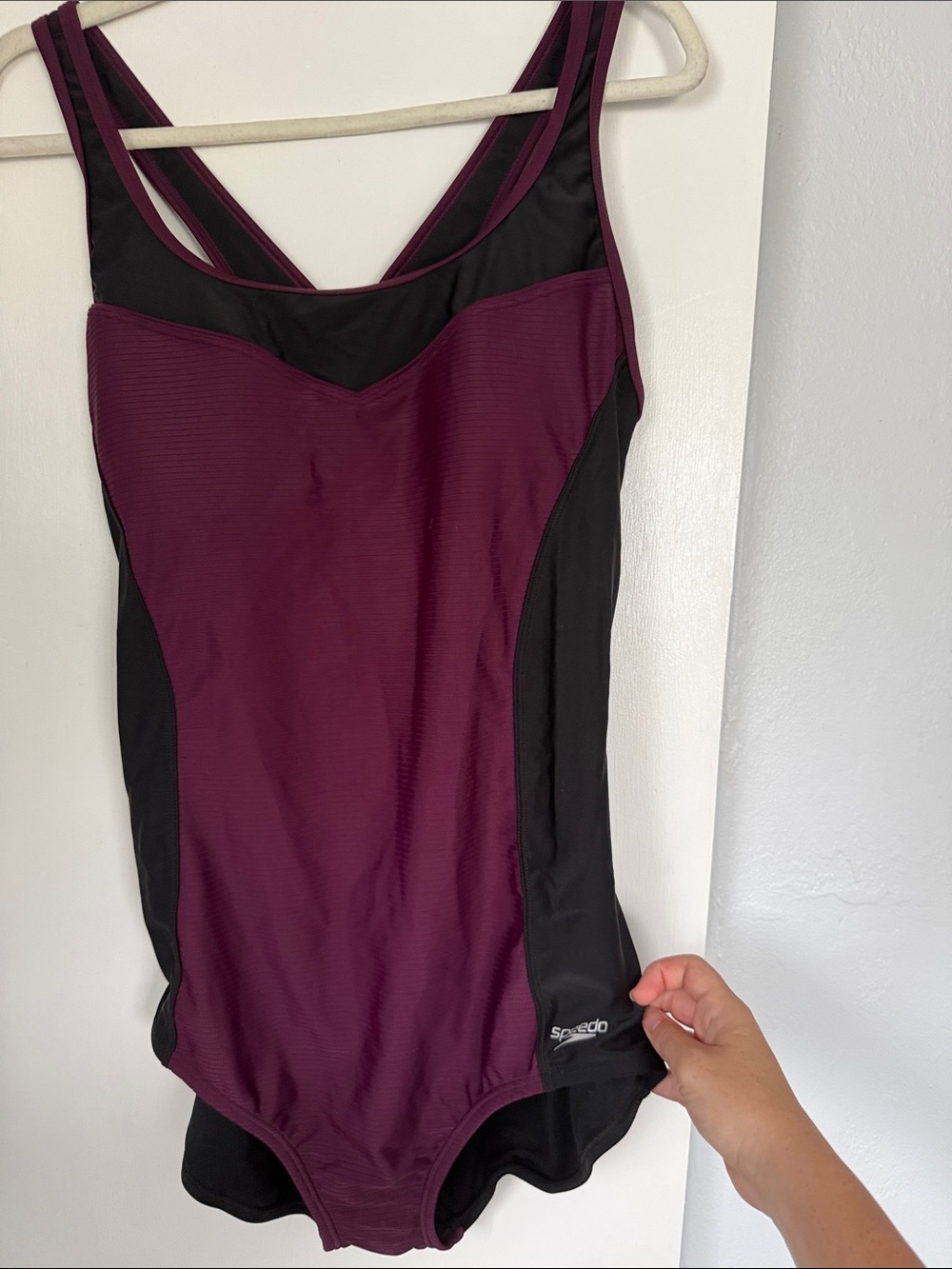 Speedo Plum and Black Performance One-Piece Swimsuit